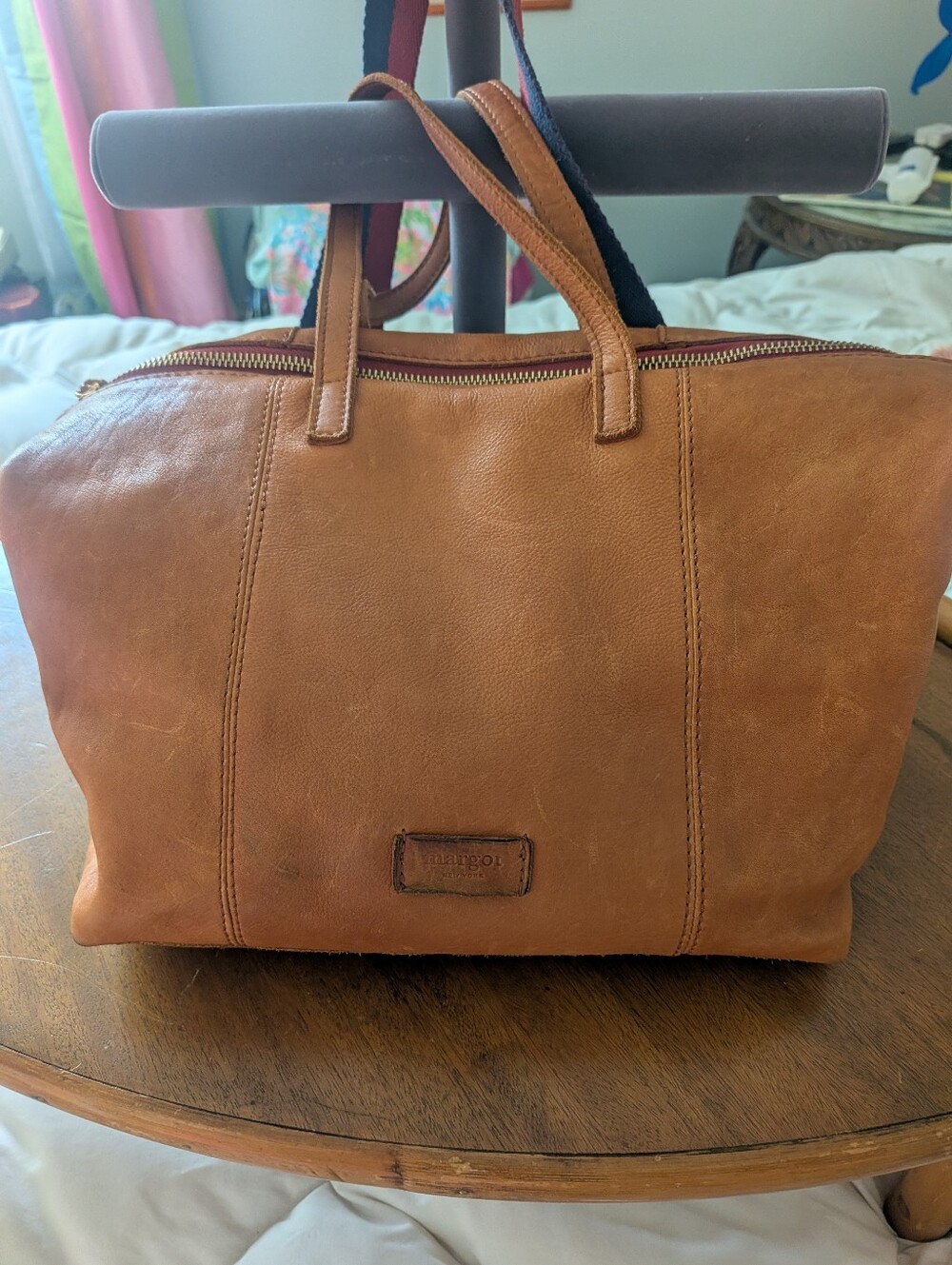 Margot New York Brown Leather Purse, w/ Removable Crossbody Strap.